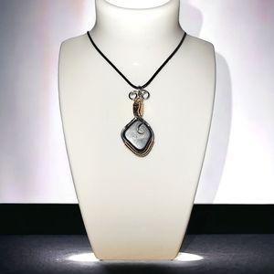 Hand-made Wire Wrap Hematite Pendant.